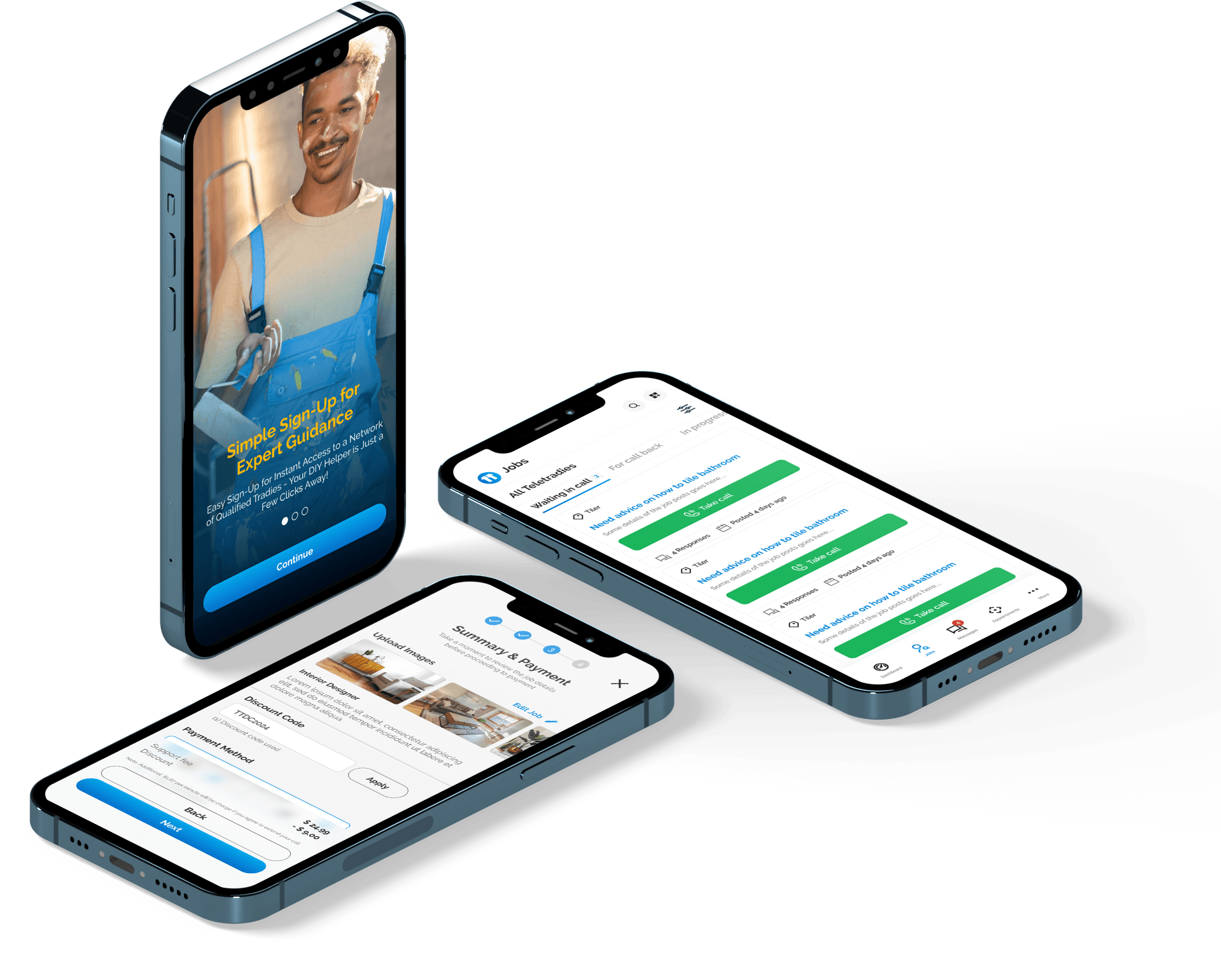 TeleTradie mobile app previews